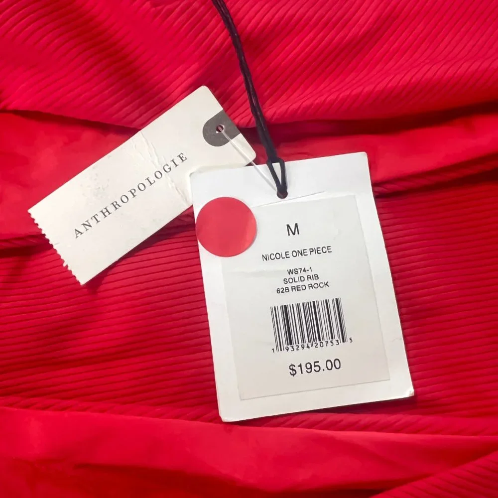Anthropologie Onia Nicole Ribbed One-Piece Swimsuit Red‎ Rock Medium NWT